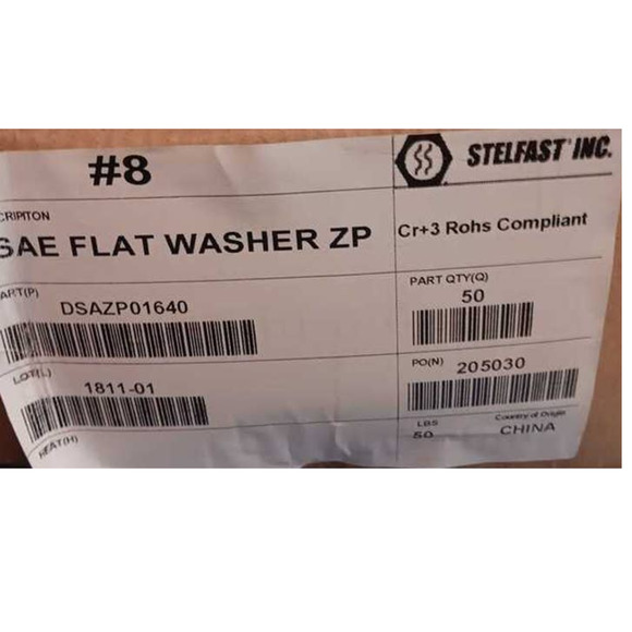 1000 Qty #8 Zinc Plated SAE Flat Washers, CR+3 RoHS Compliant - Free Shipping - Picture 4 of 4